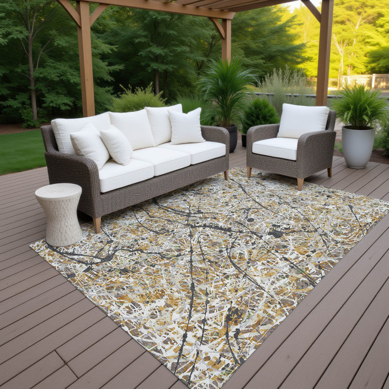 Machine Washable Indoor/Outdoor Jozwiak ACN2389 Abstract Rug, Rectangle 5' x 7'6"