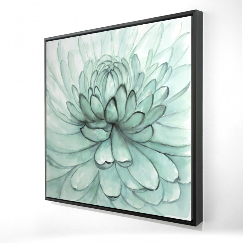 «Turquoise Flower - Neo Mint», décoration sur toile encadrée