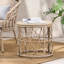 Table d'appoint Boho Brown PE Rattan - Table de bout en osier 19,75 pouces avec design en boucle pour patio extérieur et décoration intérieure