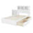 Bookcase Bed Frame with LED Lights and Pull-Out Nightstand, Wood Platform Bed with 2 Drawer and Headboard Storage, No Box Spring Needed, White, Twin-258978017-258978030