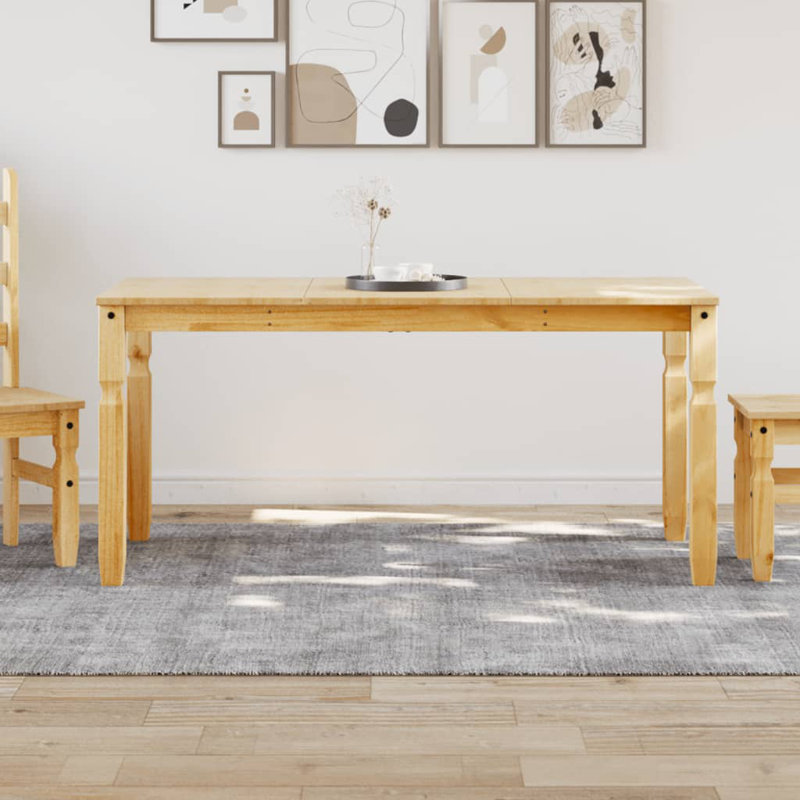Anesia Rectangular Wood Top Dining Table with Wood Base, 80cm W x 160cm L, Brown