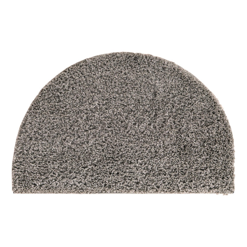 Santosha Cloud Gray Shag Rug, Half-circle 2'7" x 4'1"