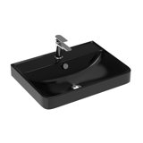 Prime 60 Wall Mounted or Drop-In Bathroom Sink with One Faucet Hole in Matte Black