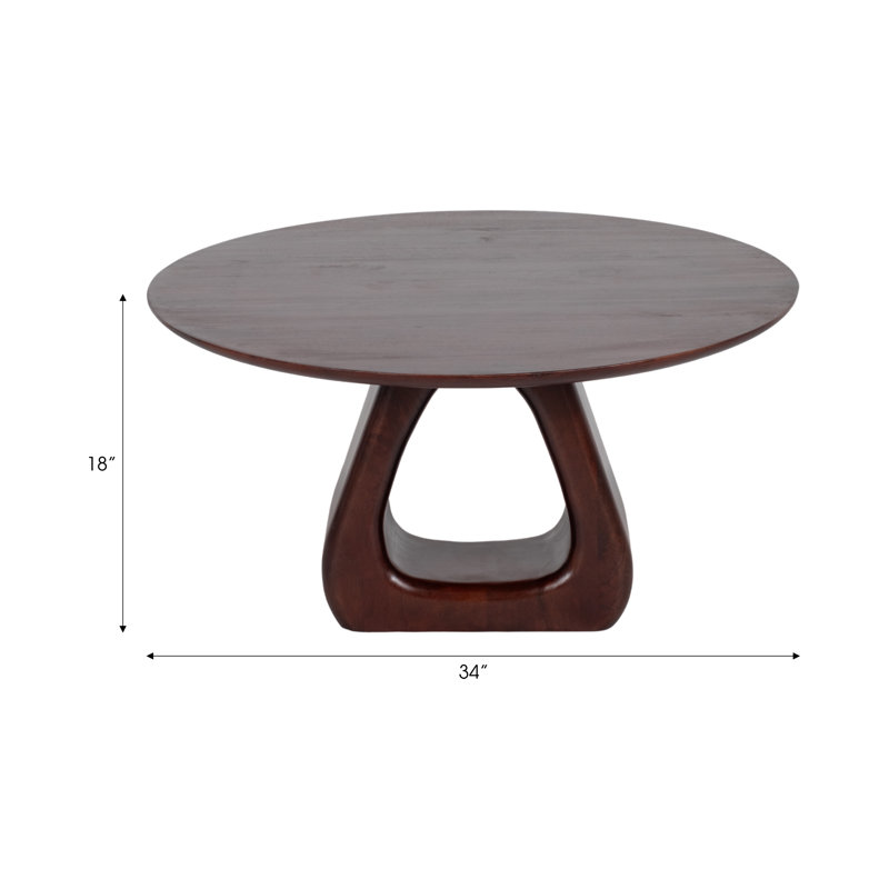 Round Coffee Table with Solid Wood Base, Beautiful Modern Living Room Table, 34"