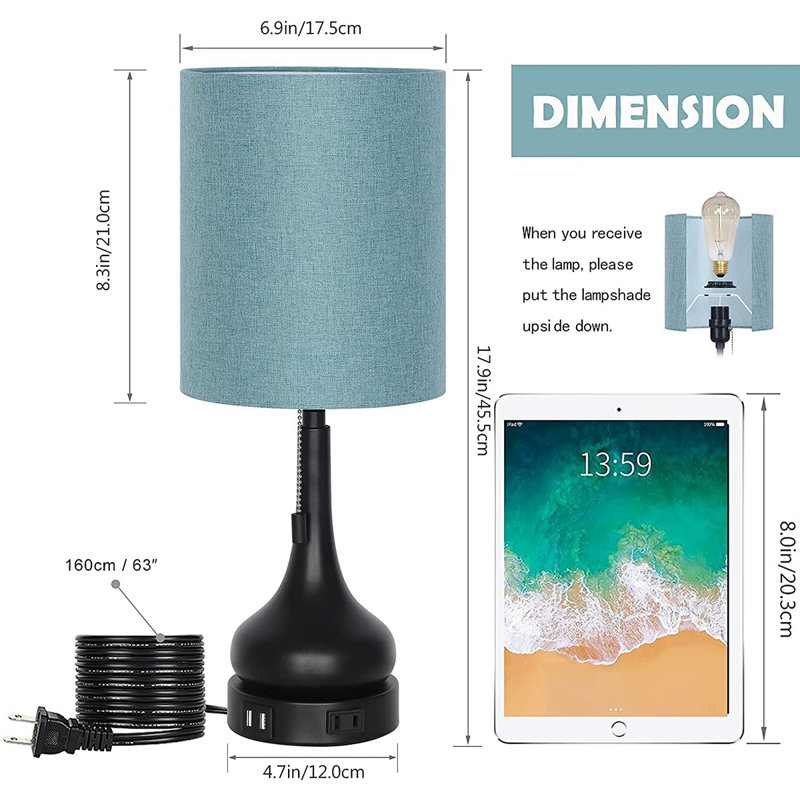 Metal USB Table Lamp, Blue
