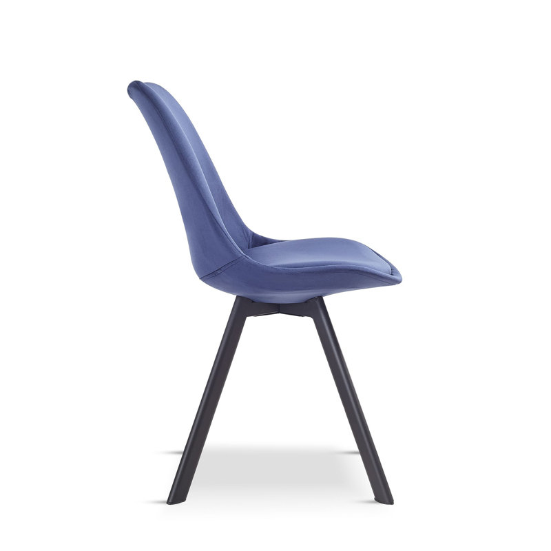 4 Rivas Velvet Upholstered Dining Chairs, Blue, 1