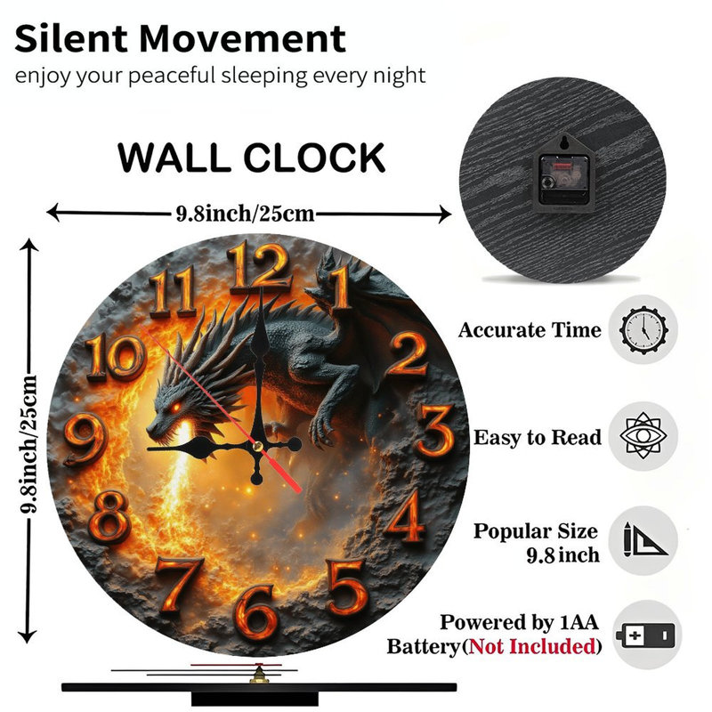Décoration horloge dragon