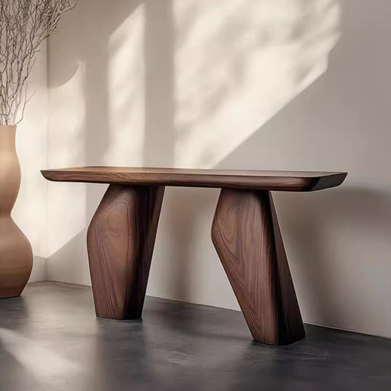 Table de véranda moderne et simple en bois massif, Brun