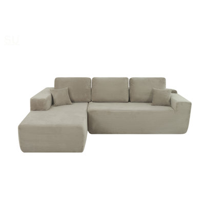 Canapé modulaire Cloud avec méridienne en forme de L, canapé modulaire moderne avec assise profonde, rembourré pour le salon, aucun assemblage requis (tissu velours côtelé)