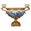 Porcelain Grand Round Trophy Vase With Bronze Blue Willow