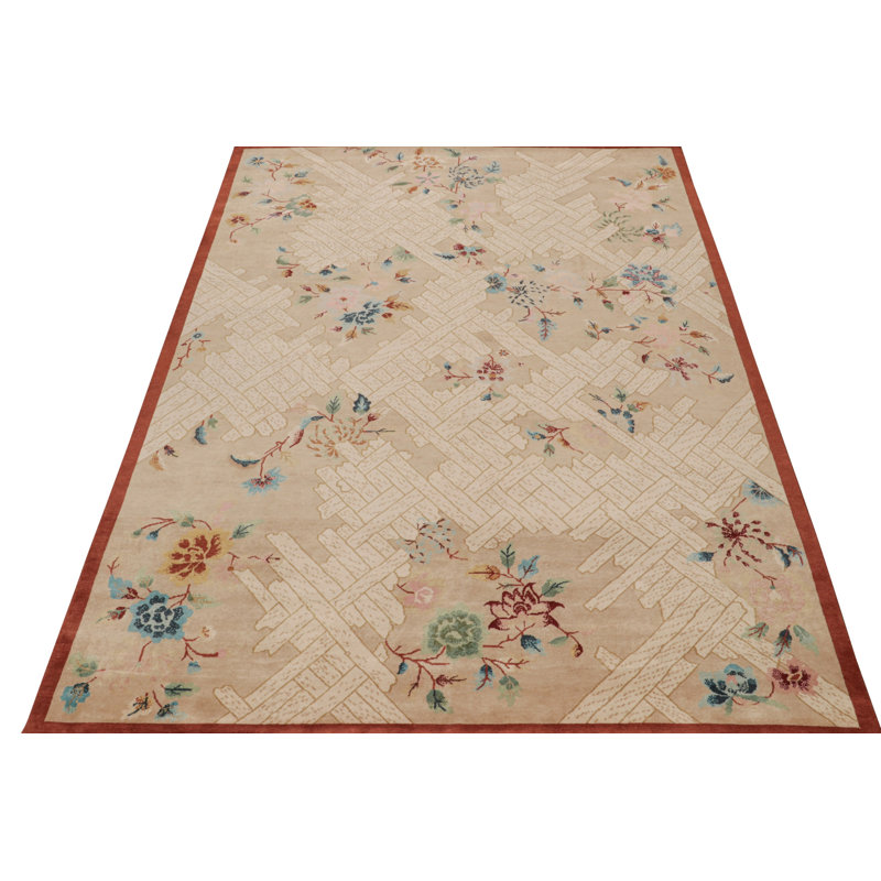 Art Deco Hand Knotted Wool Area Rug, Rectangle 12' x 15'