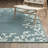 Hennings Botanical Border Blue/ Ivory Area Rug-1986547565