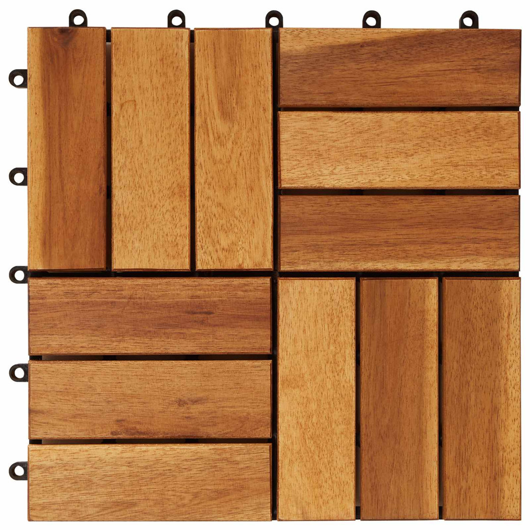 30cm L x 30cm W Acacia Hardwood Interlocking Deck Deck Tile Kit