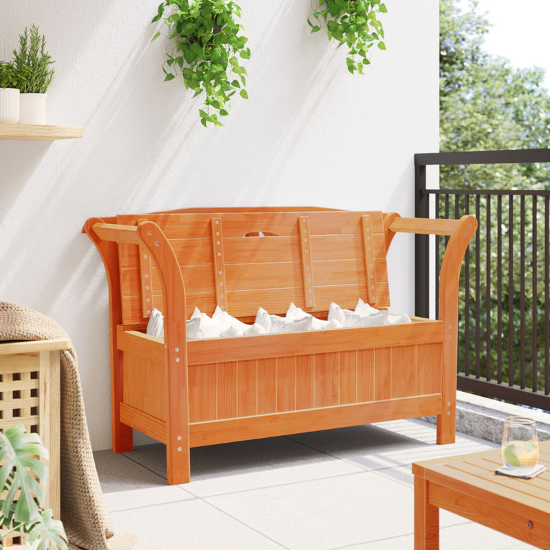 Solid Wood Storage Bench, Brown