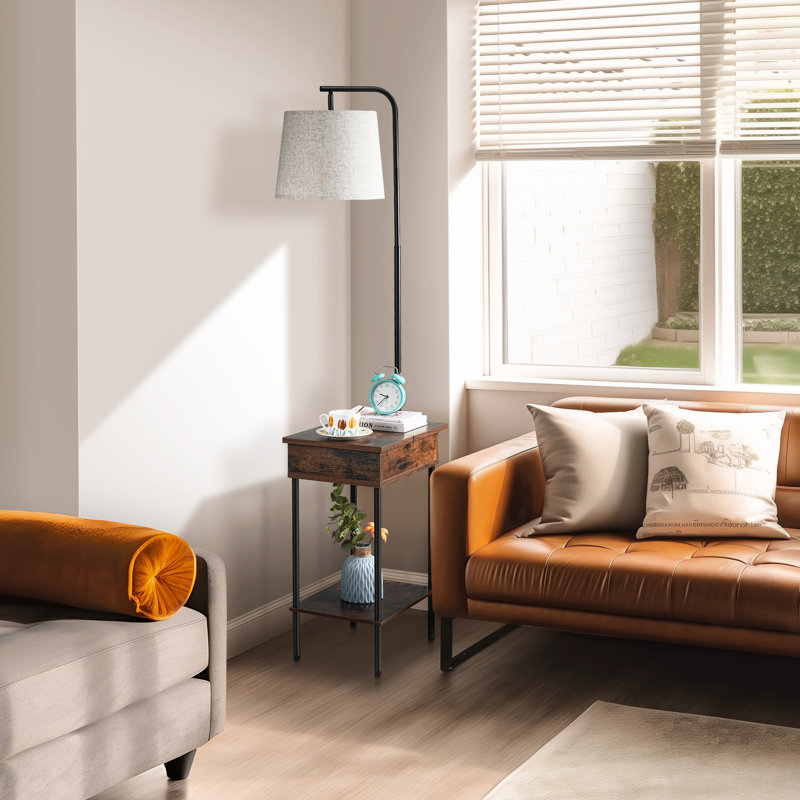 Rembert 62'' Wood Tray Table Floor Lamp