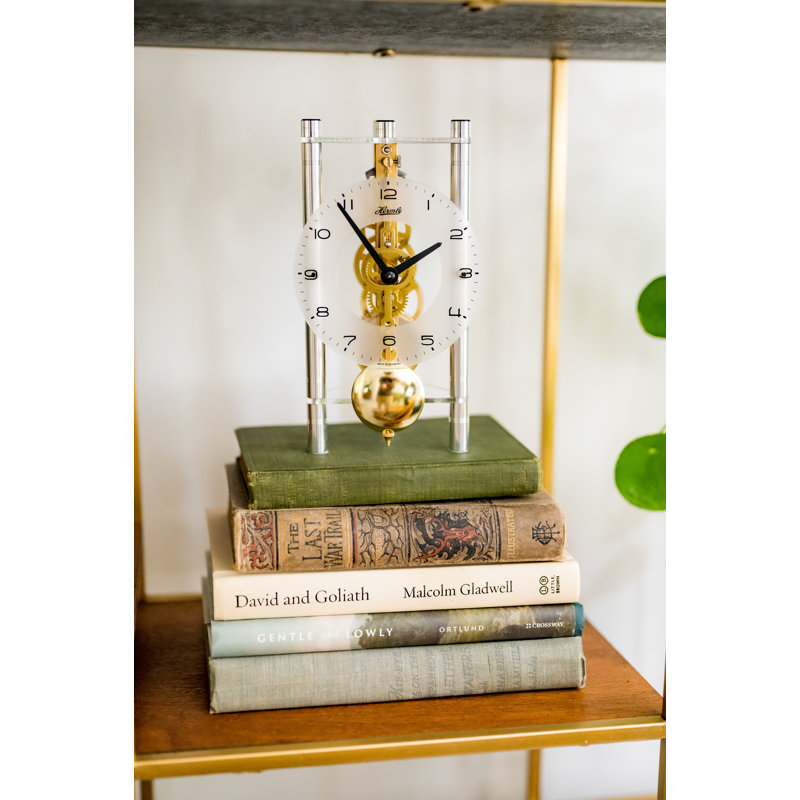 Analog Mechanical Tabletop Clock, Silver/Gold