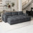 Wide Corduroy Cloud Sponge Sofa Modern Compression Sectional Boneless Couch With Ottomans-1485978870-1485837687