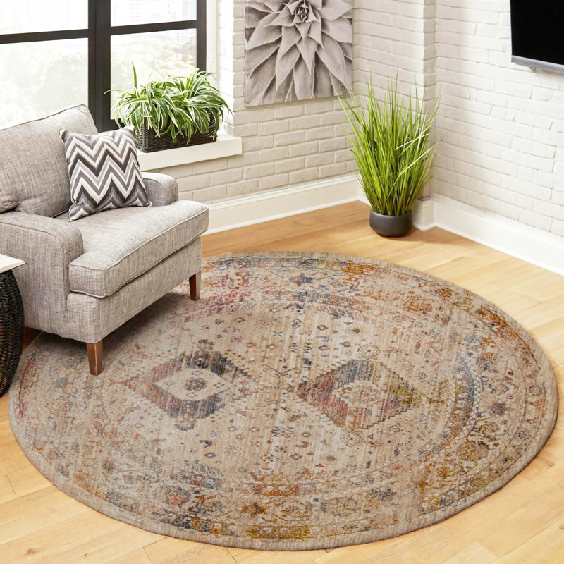 Ethel Multi Color Rug, Round 5'