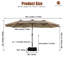 15 ft. W. x 9 ft. D. Rectangular Lighted Market Umbrella with Base and Cover-1476532770