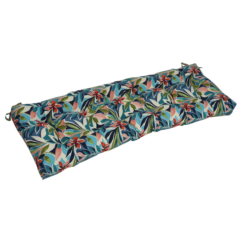 Coussin de banc pour l'extérieur, L 55 po x P 19 po, Ivoire / bleu / floral multi Somap
