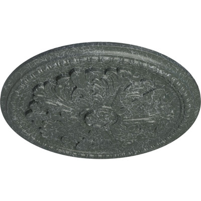 Plafonnier médaillon Endurathane Swindon de 16 7/8 po de diamètre x 1 1/2 po (convient aux auvents jusqu'à 2 7/8 po), fini craquelé vert athénien peint à la main