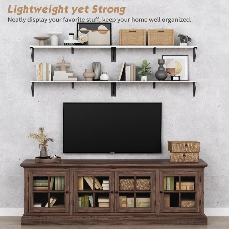 Floating Shelves Set Of 3, Heavy Duty Wall Mounted Shelving For Storage And Organization, Rustic Modern Design For Living Room, Bedroom, Library, And Closet