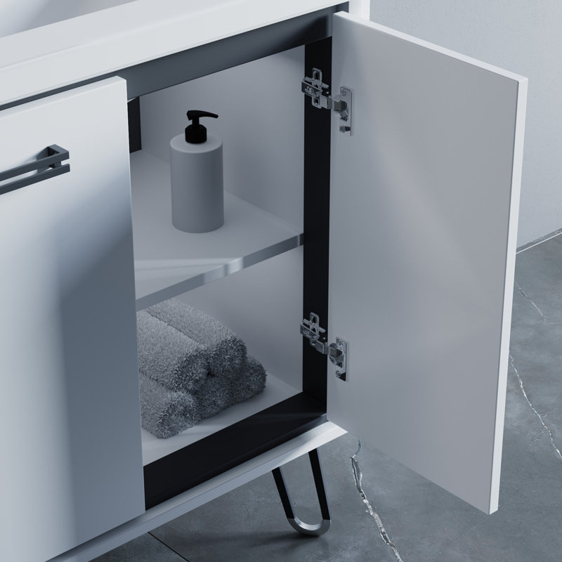 Lunea 24'' Single Bathroom Vanity with Drop-In Ceramic Sink – Soft-Close Doors, Scandinavian Style & Concealed Hinges