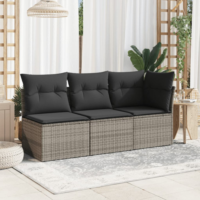 Chaise de jardin PE rotin, acier thermolaqué simple modulaire, Gris, Gris, Gris