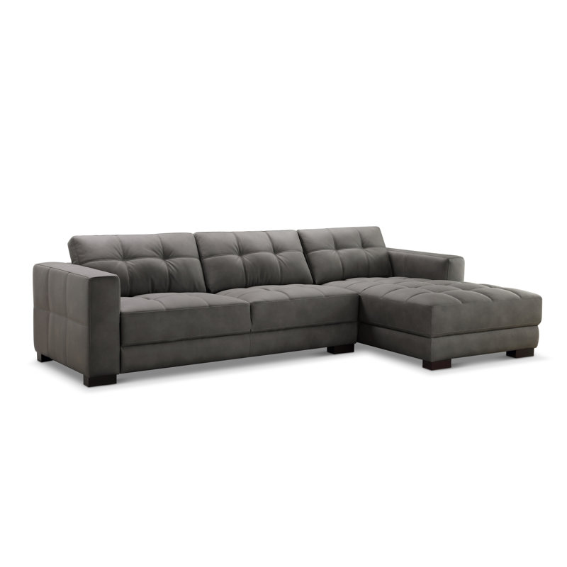 Canapé modulaire Adeline, Cuir gris assorti