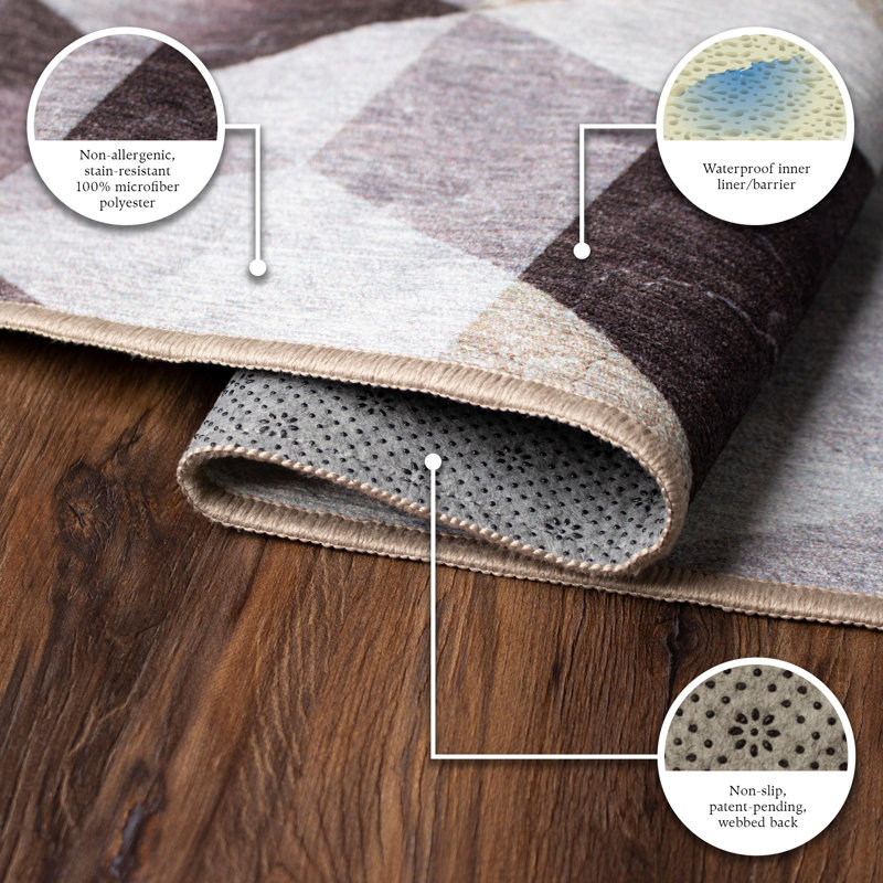 GeoBalance 5' x 7' Gray Geometric Flatweave Washable Rug