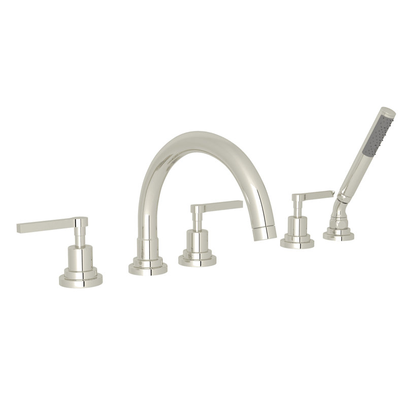 Lombardia® 5-Hole Deck Mount Roman Tub Faucet, Polished Nickel, Lever Handle