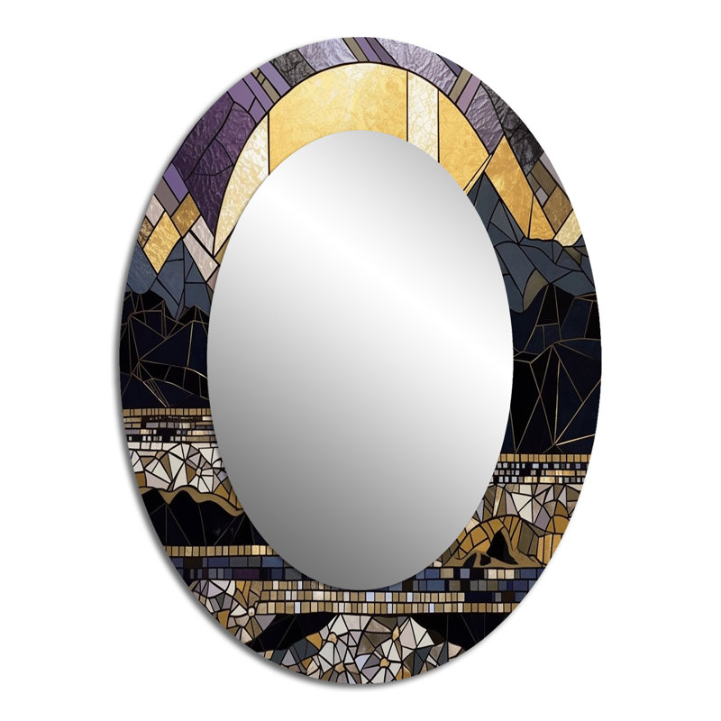 Vitrail doré - miroir mural ovale doré, 40 po x 30 po