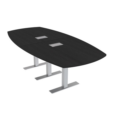 Table de conférence Arc Boat avec bases en T en métal et modules de données