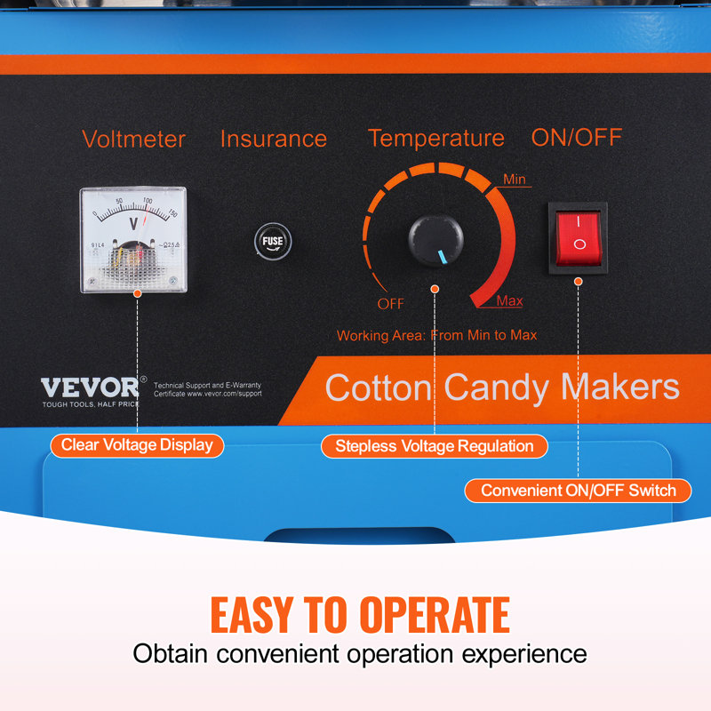 VEVOR Cotton Candy Machine, Blue/Black