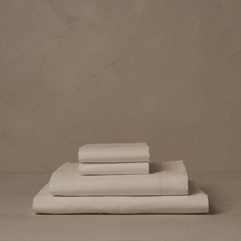 Giza Reserve Percale Sheet Set, Ivory, Cal King Sheet Set with 2 King Pillowcases
