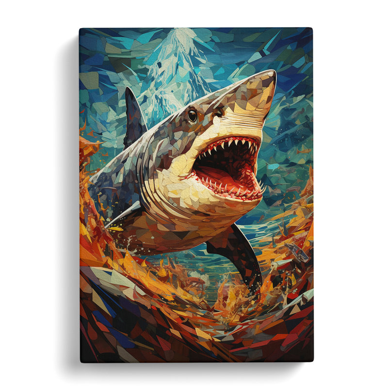 Shark Orphism Art - Wrapped Canvas, 60cm H x 40cm W x 3cm D