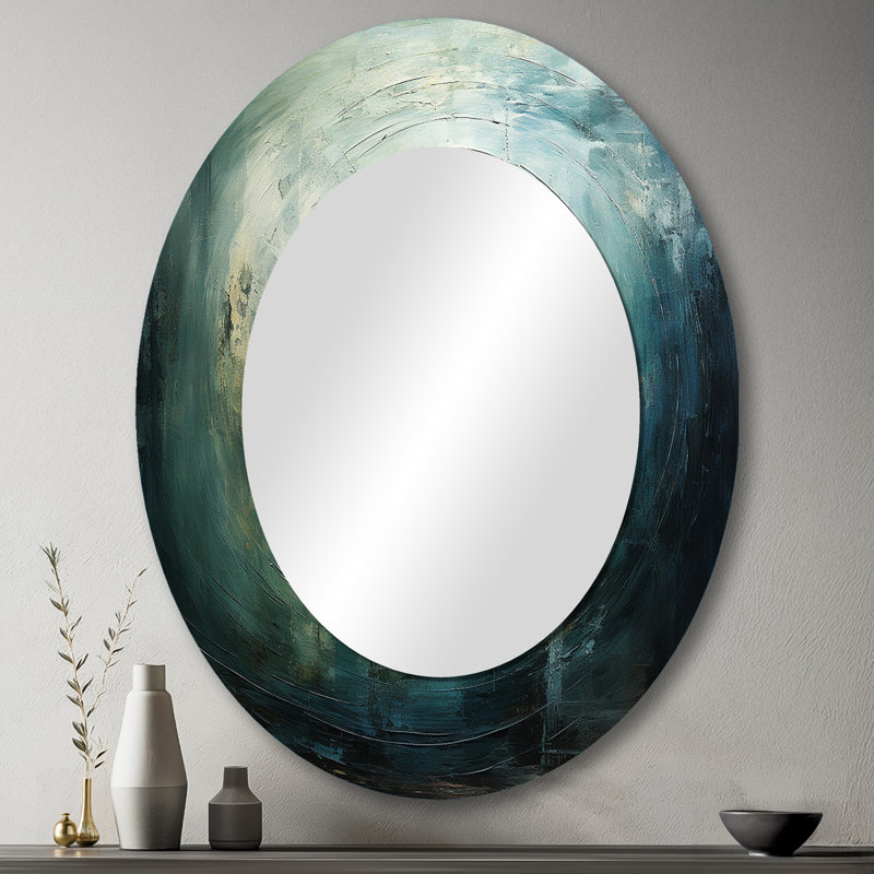Stroma Abstract Vortex - Miroir décoratif ovale abstrait sur métal, 43 po x 33 po