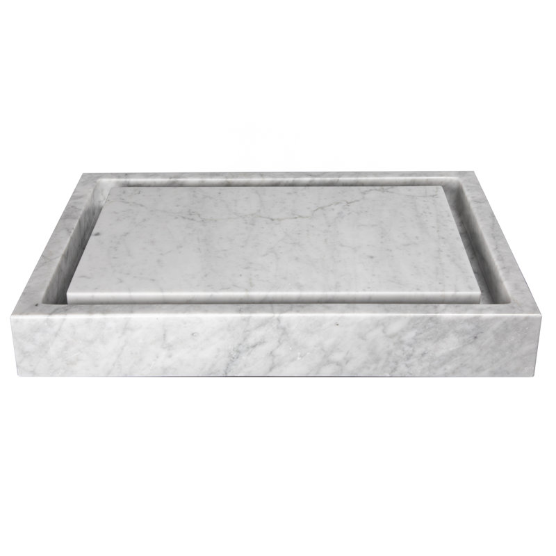 Lavabo de salle de bain vasque rectangulaire en marbre de Carrare Infinity Pool