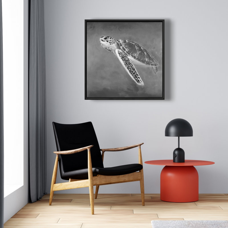 «Tortue de mer en niveaux de gris»
