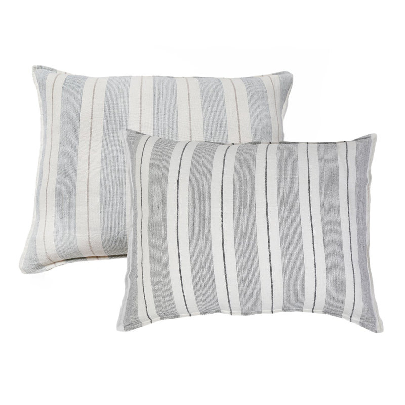 Housse de coussin lombaire en lin Laguna, Océan / Naturel