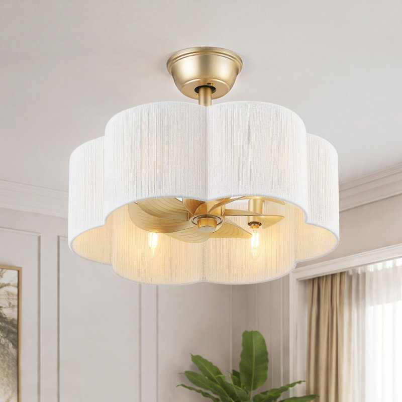19.7" Scalloped Rope Ceiling Fan with Light Kit and Remote Control