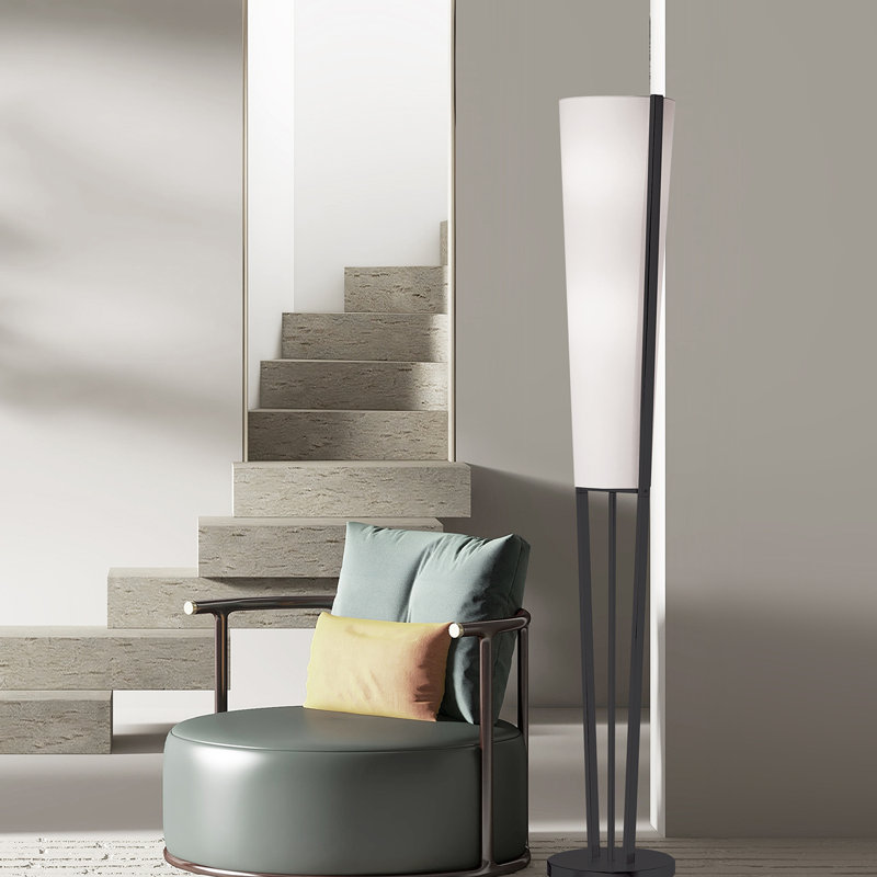 Lampe sur pied colonne de 61 po Bacheller, Noir mat