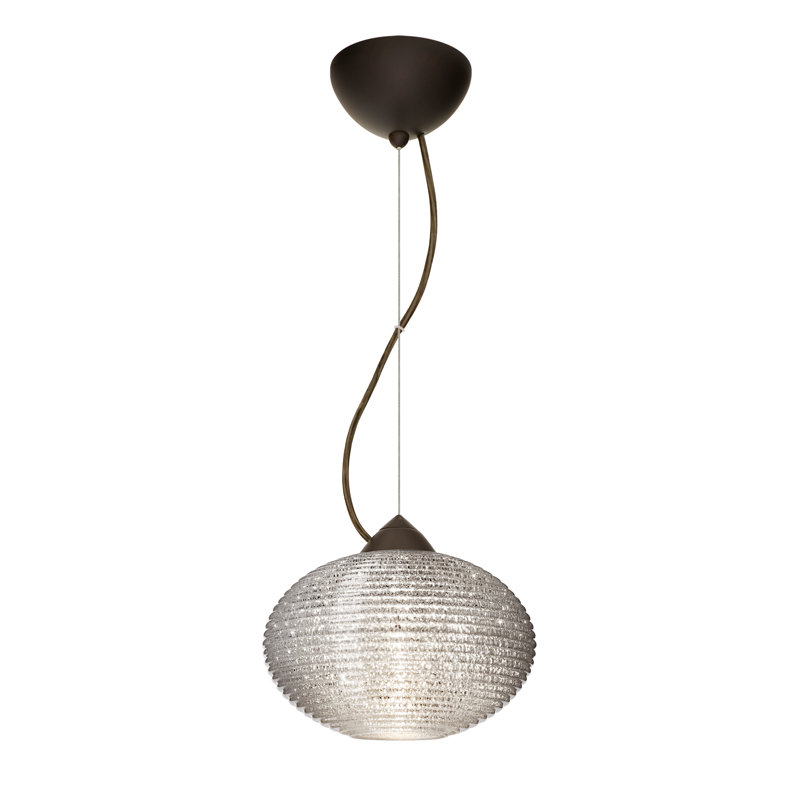 Luminaire suspendu sphérique 1 lumière Maryrose, Bronze brossé, H 6,88 po x l 10,25 po x P 10,25 po, Paillettes