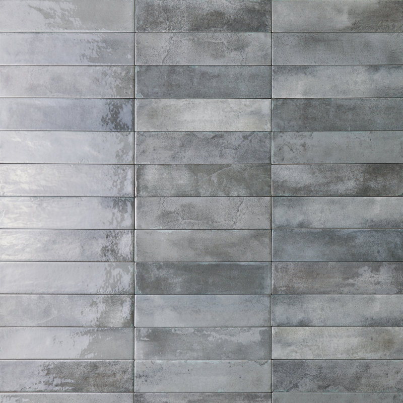 Mirage 2" x 10" Zellige Porcelain Wall Tile, Light Gray