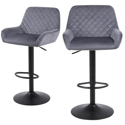 Velvet Swivel Adjustable Height Upholstered Bar & Counter Stools