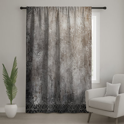Rideaux de fenêtre à texture abstraite argentés, voilages et voilages à motif texturé - 1 panneau