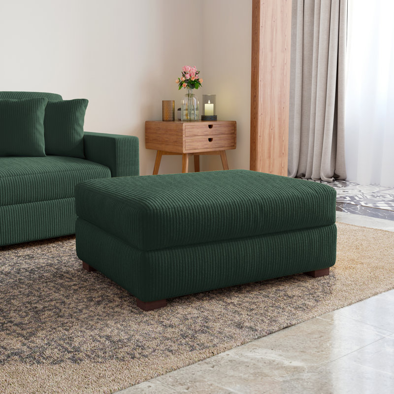 105.9cm Wide Square Solid Colour Standard Ottoman, Hunter Green