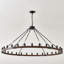 Lustre de ferme en bois de 53 pouces en forme de roue de chariot, noir mat-132838586-132838587