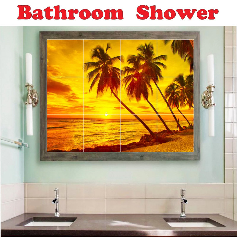 Beach Photo 12'' x 12'' Satin Ceramic Decorative Mural