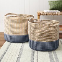 2 Piece Fabric Basket Set BTERAZ Color: Ivory